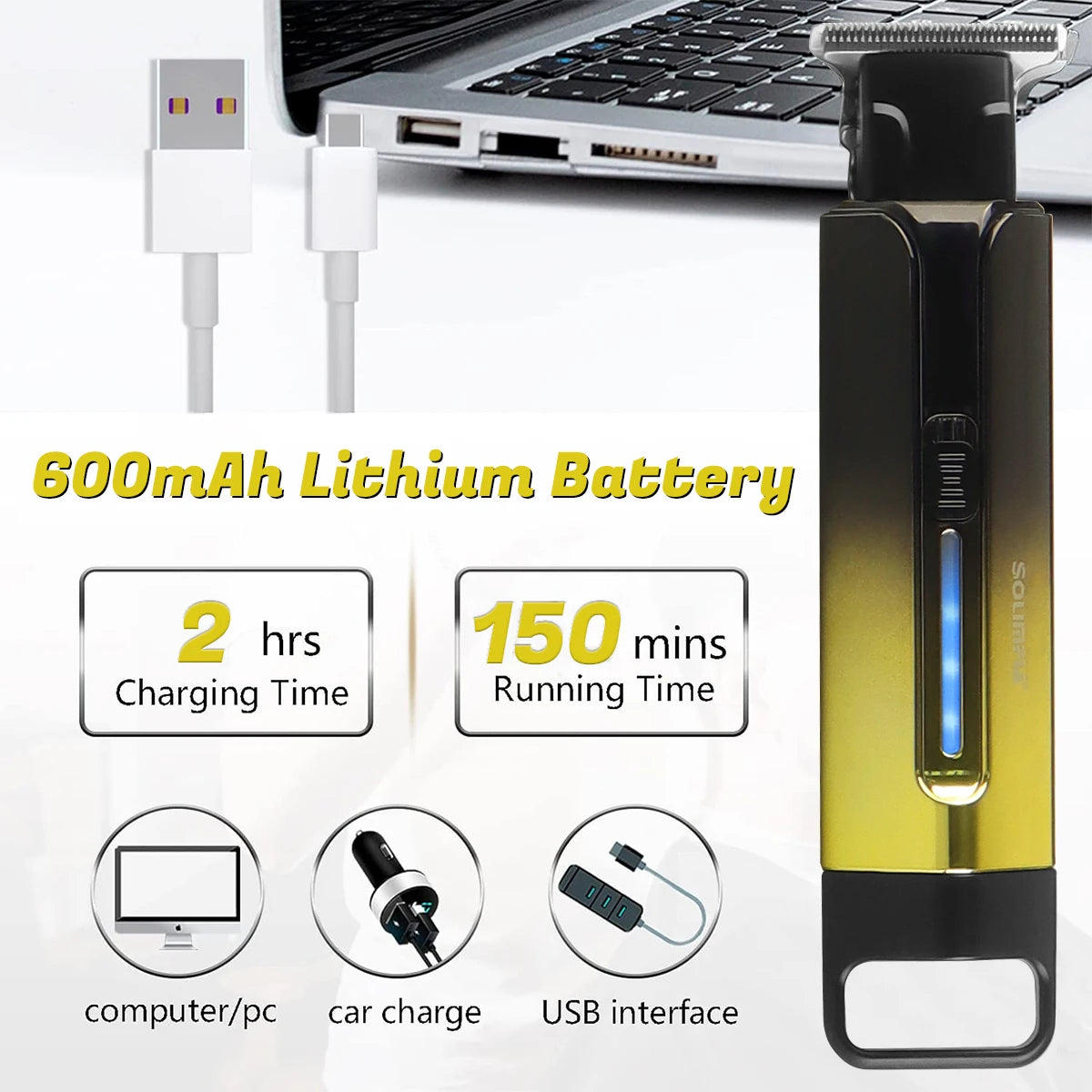 Electric Hair Clipper UBS Rechargeable Cordless Beard Trimmer Men Powerful Electric Hair Clipper Trimming Tool