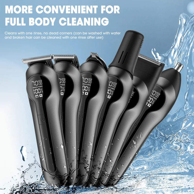 6 in 1 Multifunctional Grooming Kit Hair Clipper With Digital Display High Power Electric Shaver Nose Hair Trimmer