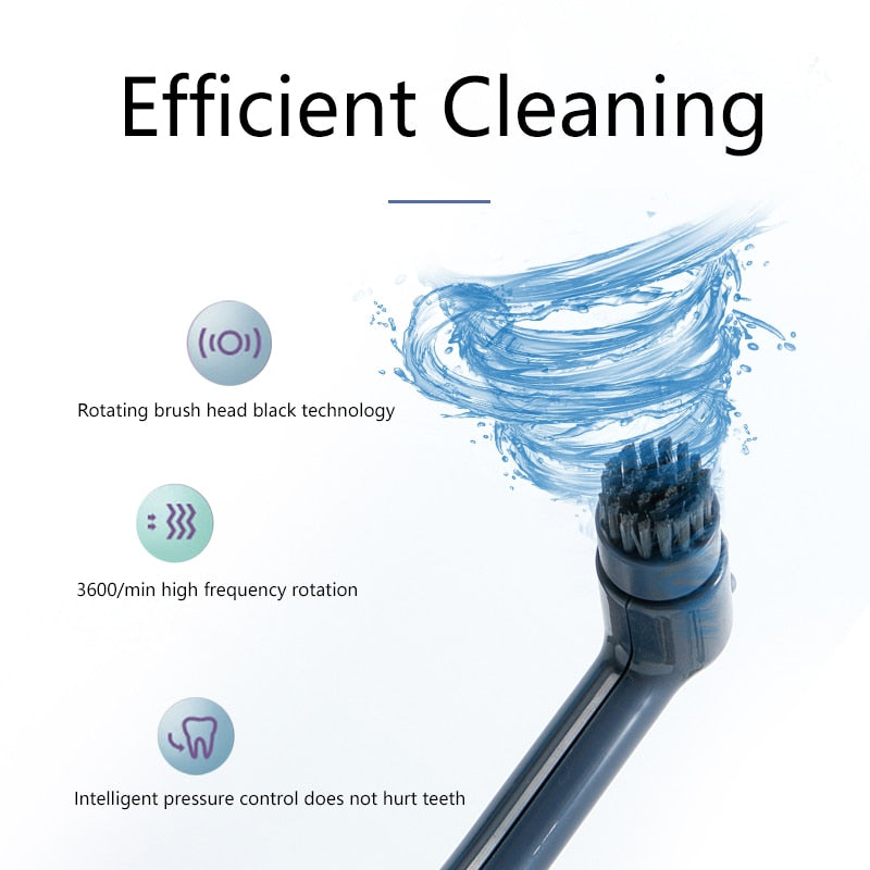 Electric Sonic Toothbrush USB Rechargeable Rotating Smart Timer Adult Waterproof Tooth Cleaning 3 Replacement Heads