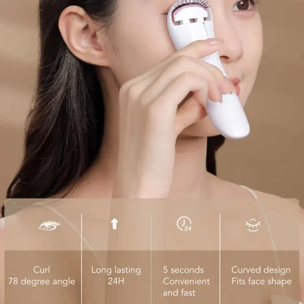 Electric Eyelash Curler Long-lasting Styling USB Charging Makeup Tool Portable Adjustable Temperature Heating Eyelash Curler