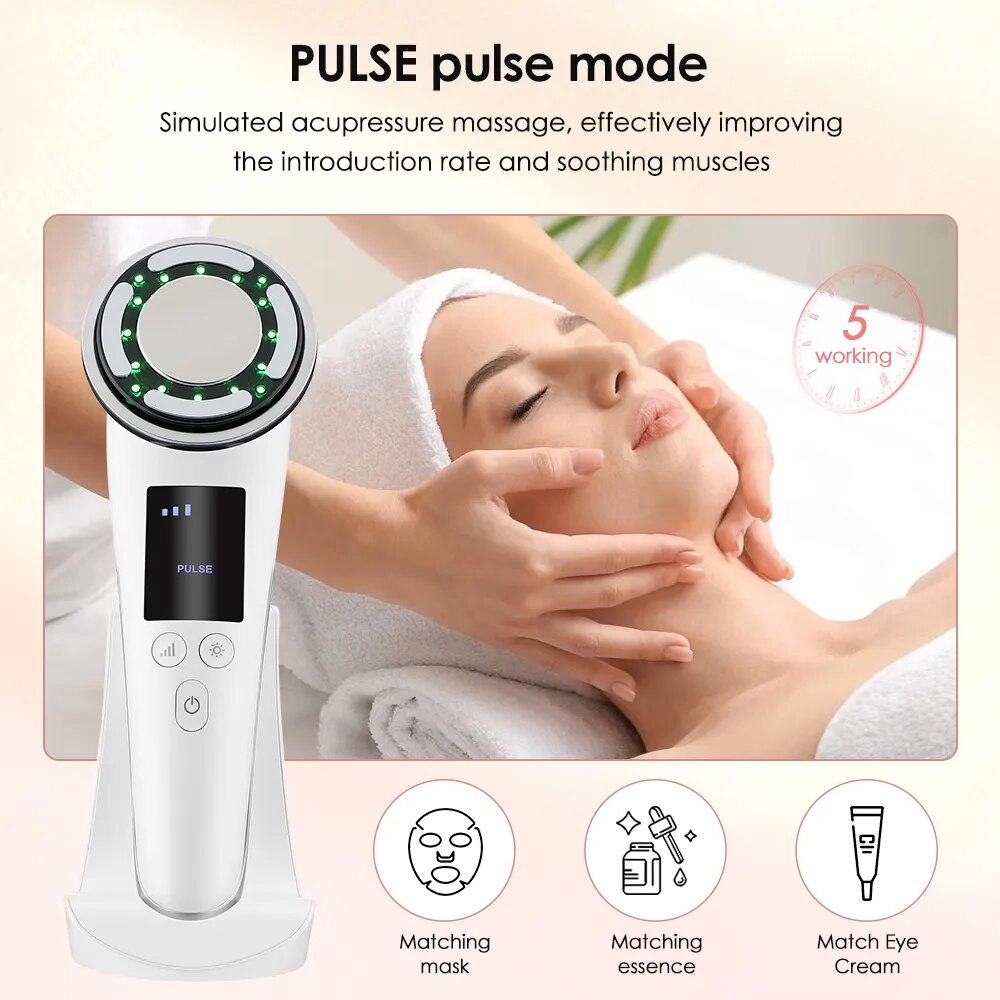EMS Facial Massager Hot Cold Face Lifting Machine LED Photon Clean Beauty Device Wrinkle Removal Anti Aging Skin Care