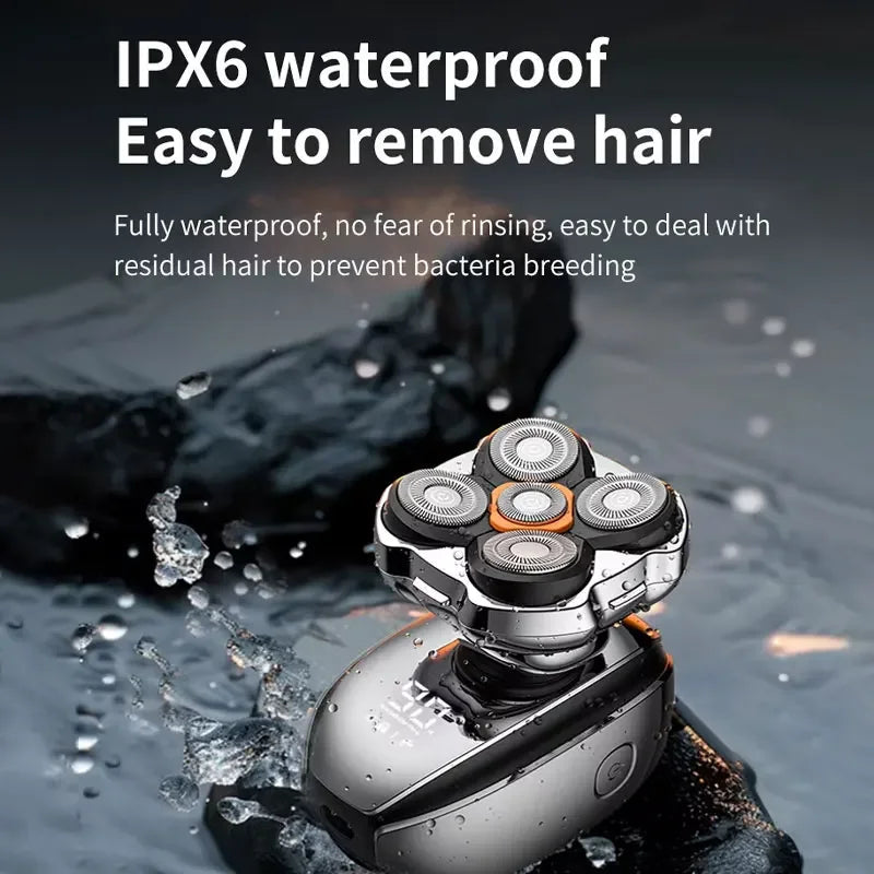 Head Shavers Upgraded 6-in-1 Electric Razor for Bald Men 5D Floating Shaving Rotary Shaver Grooming Kit IPX7 Waterproof Wet Dry