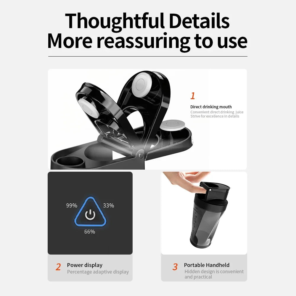 Portable Blender 6000 MAh Personal Blender-for Fruit & Smoothies Non-slip and Shock-absorbing Waterproof Dishwasher Safe Parts