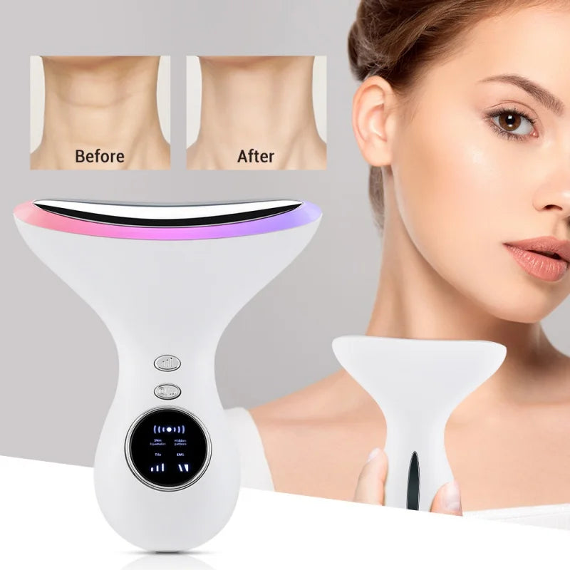 Electric Neck Beauty Instrument EMS Color Light Remove Neck Lines Vibration Neck Massager Lifting & Tightening Beauty Instrument