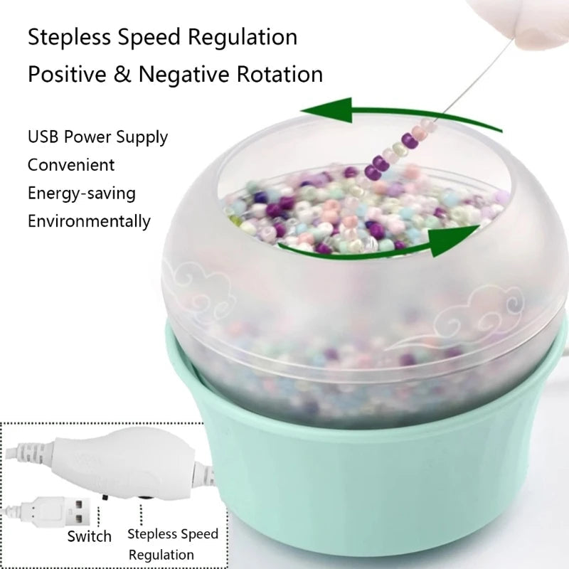 High Speed USB Bead Stringer Reverse Function Electric Bead Spinner for Crafts