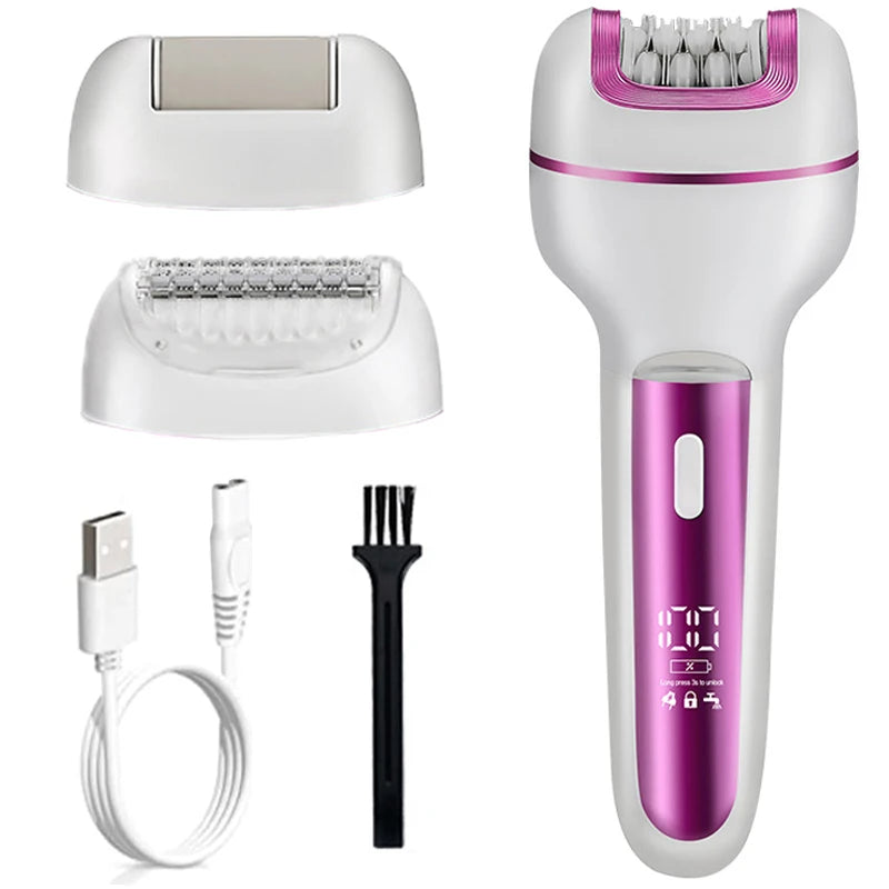 3 in 1 Rechargeable Women Epilator for Face Body Electric Shaver Female Hair Removal Bikini Trimmer Leg Lady Shaver Callus Remover