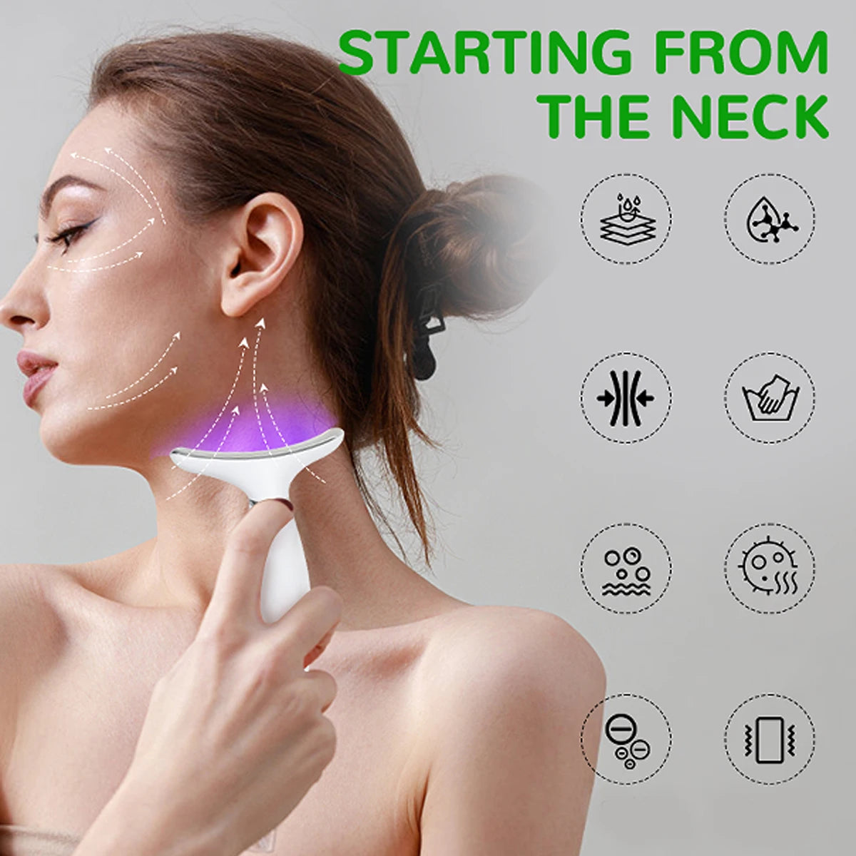 7 Colour Light Neck Instrument Face and Neck Whole Body Beauty Massage Three Gears 7 Modes with Screen Display