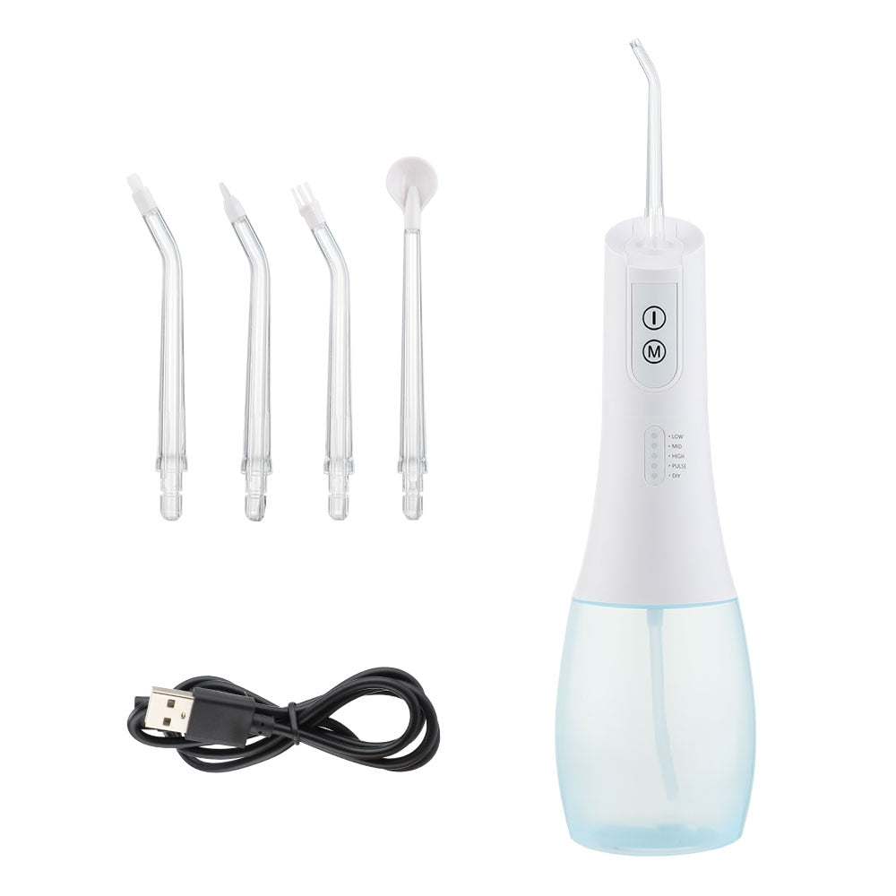5 Mode Oral Irrigator USB Rechargeable Portable Dental Water Flosser Jet 400ml Water Tank Waterproof Teeth Whitening 6 Jet