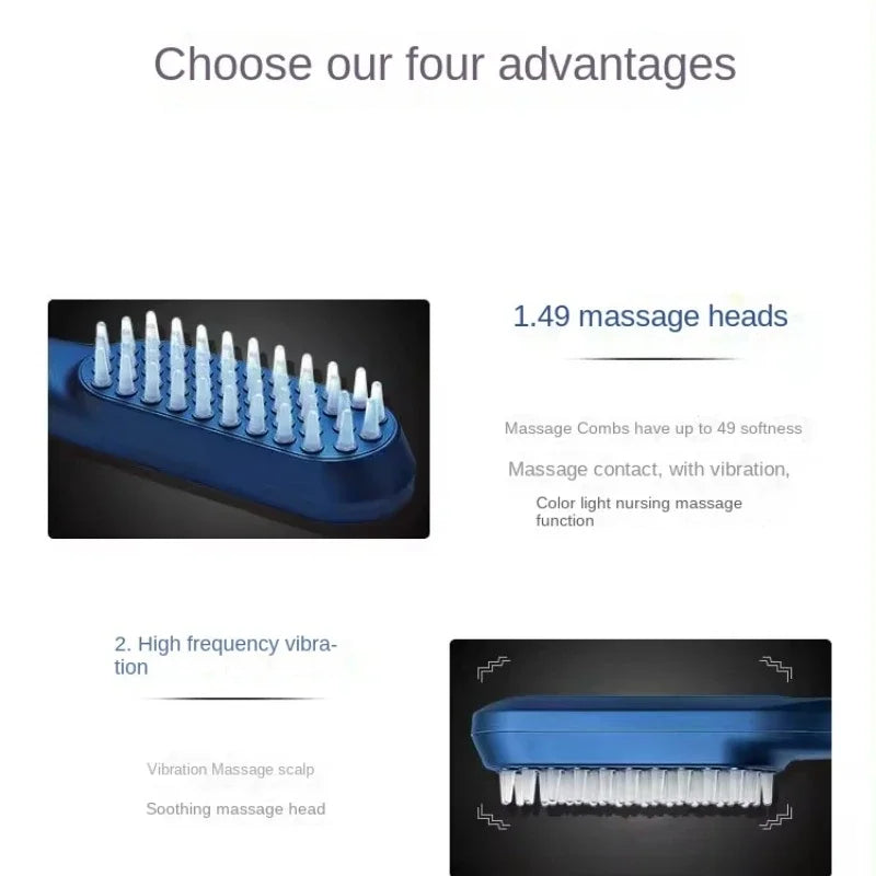 Electric Scalp Massage Comb Red and Blue Light Head Massager Hair Growth Device Healthy Hair Massage Comb