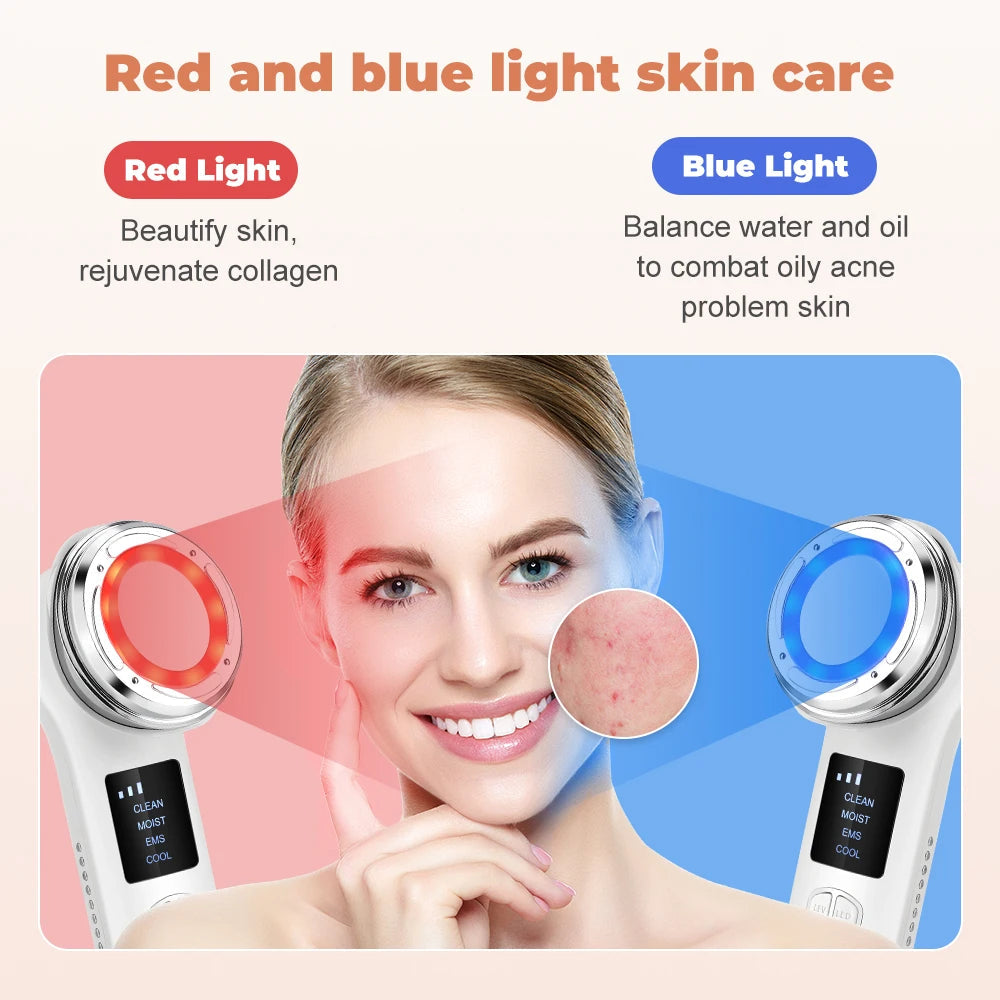 Hot Cool Compress Face Lifting Beauty Device LED Facial Firming Cleaning Machine Skin Rejuvenation Anti Aging