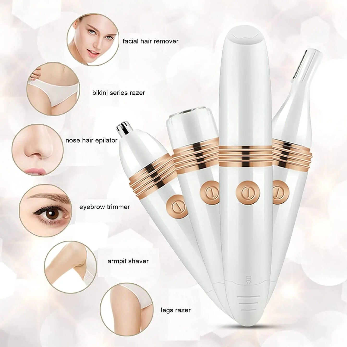 3 IN 1 Rechargeable Electric Eyebrow Trimmer Epilator Female Body Facial Lipstick Shape Hair Removal Mini Painless Razor Shaver