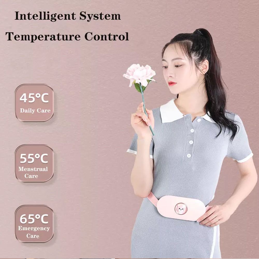 Cordless Massage Heating Pad Vibration Warm Waist Belt Smart Massager For Back Or Belly Period Pain Relief Device Gift For Women
