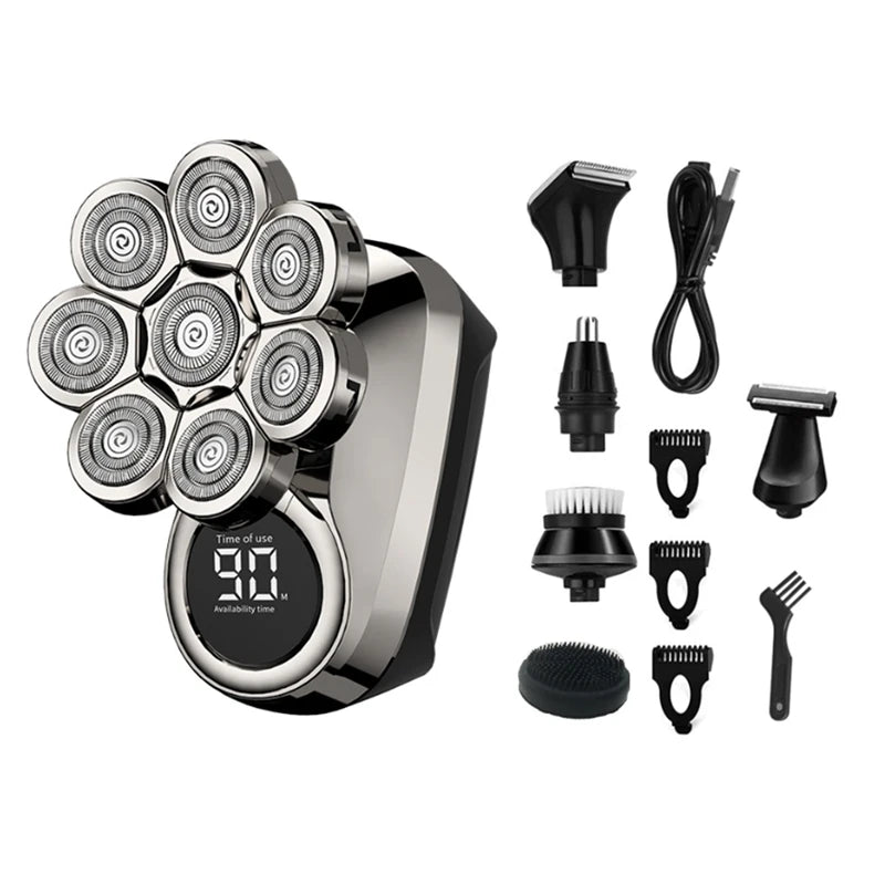 8 Blades Multi Electric Shaver 6 In 1 Nose Ear Hair Trimmer Beard Electric Shaver Multi Electric Shaver For Bald Men LED Display