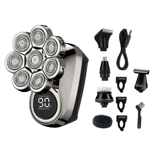 8 Blades Multi Electric Shaver 6 In 1 Nose Ear Hair Trimmer Beard Electric Shaver Multi Electric Shaver For Bald Men LED Display