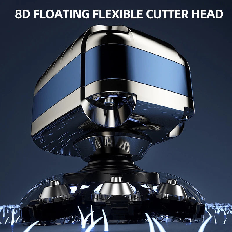 8D Men's Electric Shaver Wet Dry Beard Hair Trimmer Electric Razor  Personal Rechargeable Bald Head Shaving Machine LCD Display