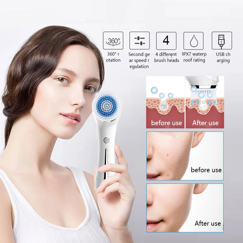 Electric Facial Cleansing Brush EMS Lifting and Introduction Massager Blackhead Removal and Pore Beauty Instrument Facial Skin Care