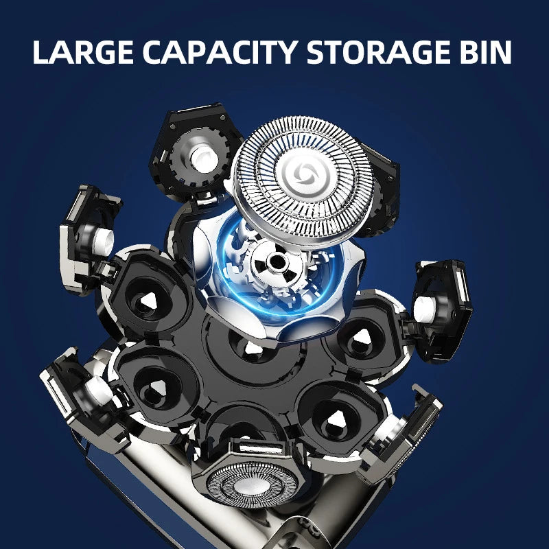 8D Men's Electric Shaver Wet Dry Beard Hair Trimmer Electric Razor  Personal Rechargeable Bald Head Shaving Machine LCD Display