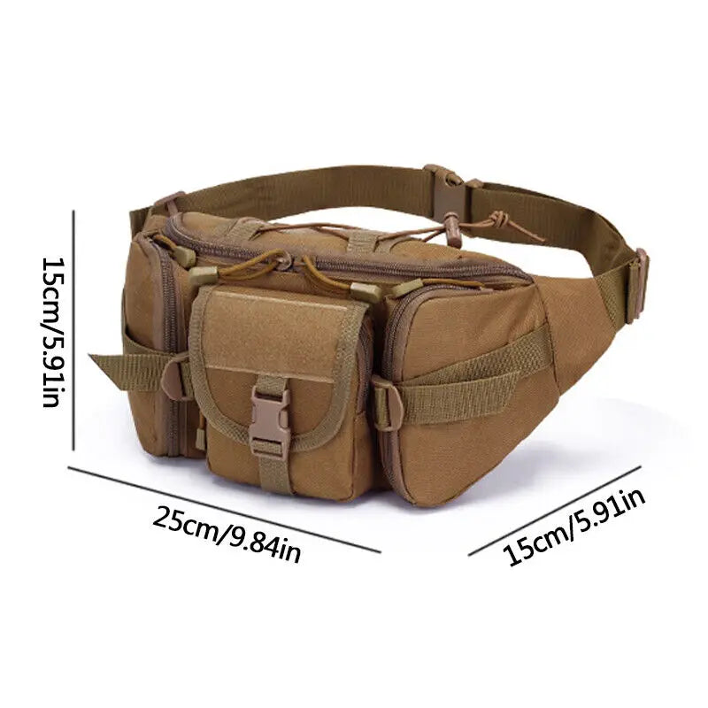 Men Tactical Waist Bag Nylon Fanny Pack Military Travel Hip Belt Bum Sports Bag Outdoor Cycling Travel Hiking Waistpack Pouch