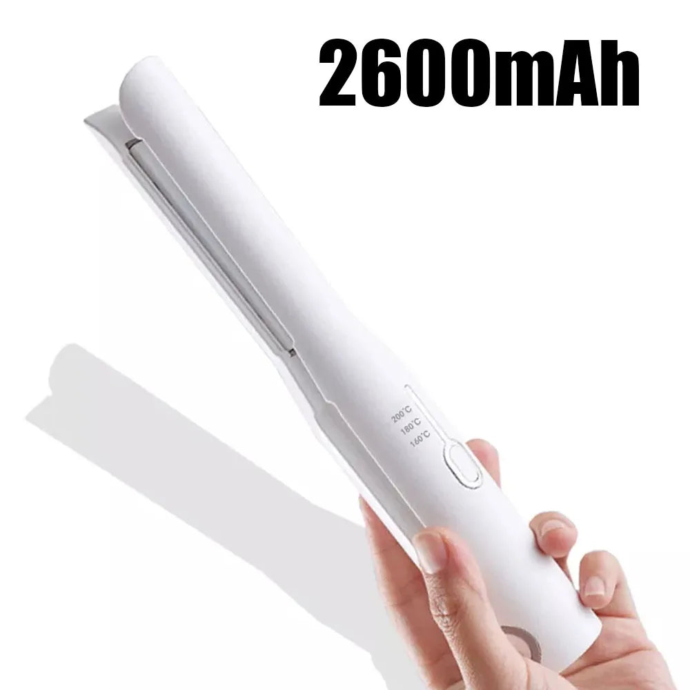 Flat Iron Mini 2 IN 1 Roller USB 2600mAh Cordless Hair Straightener Wireless Portable Curler Roller Dry and Wet Use Styling Tool