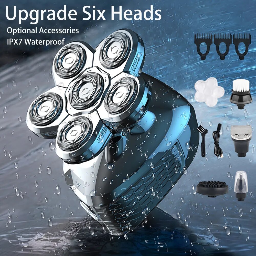 Electric Shaver 6D Floating Cutter Head Base Charging Portable Men Beard Trimmer Clipper Skull Shaver Waterproof Shaving