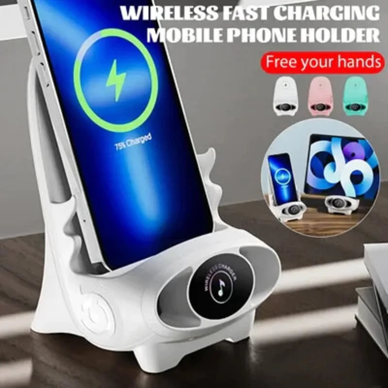 Mini Chair Wireless Fast Charger Phone Stand Holder Upgraded Wireless Charging Station Phone with Speaker Function