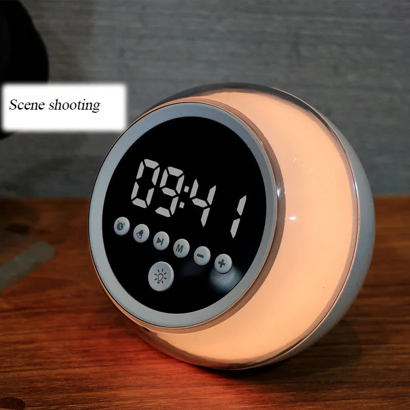 LED Ambient Bluetooth Speaker ABS Multifunctional Three Speed Bright Color Speaker Alarm Clock FM Radio Stereo