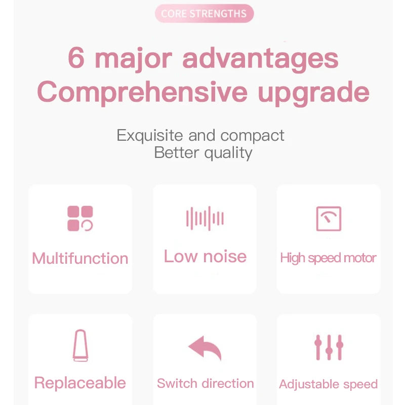 Electric Nail Sander Drill Manicure Machine Supplies for Professional Polisher Stylist Set Rechargable Wireless Portable Cordles