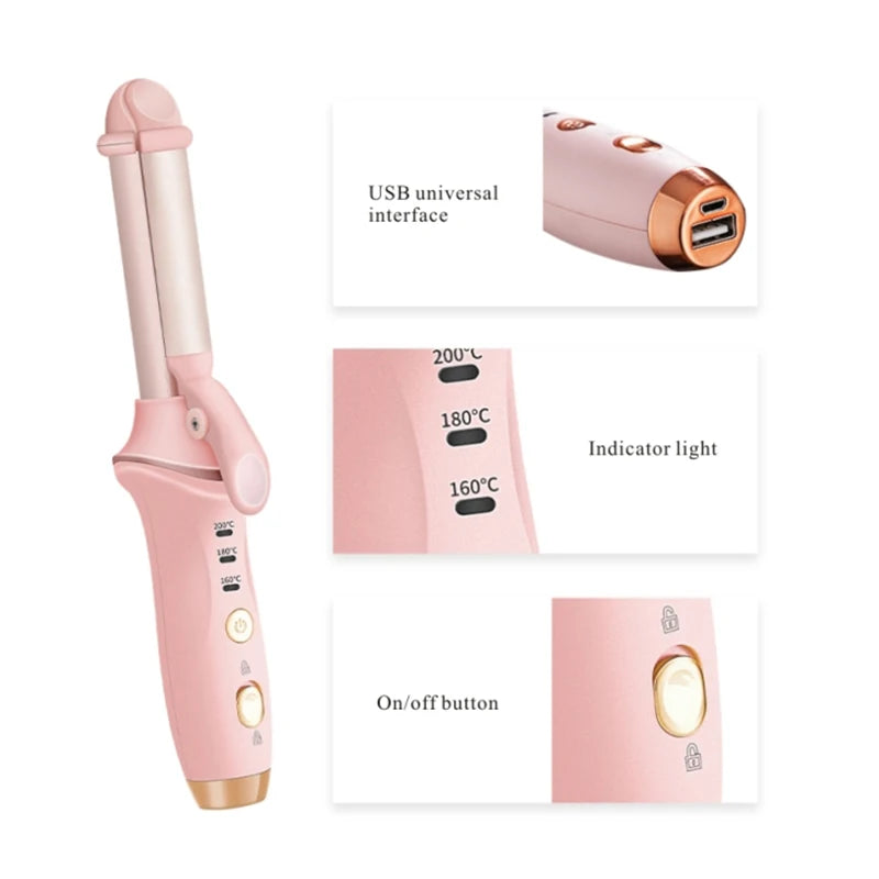 Mini Hair Curling Iron Straightener 2 in 1 Travel Mini Curling Wand for Short Hair,Cordless Hair Straighteners