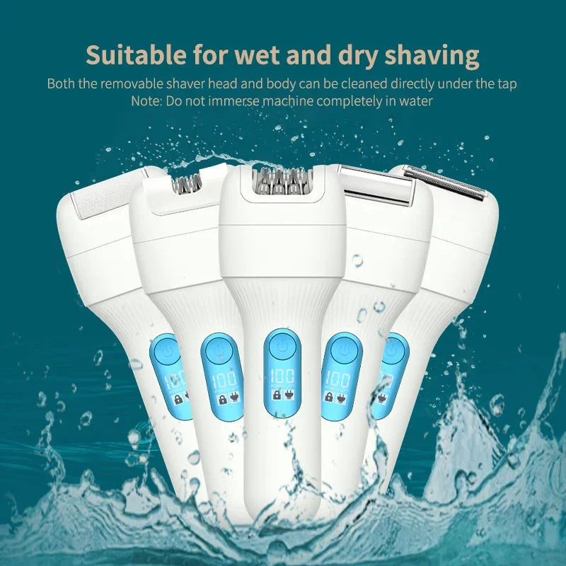 5 in 1 Electric Razors for Women Pubic Hair Epilator and Electric Callus Remover Set Wet/Dry Body Shaver Hair Removal for Legs
