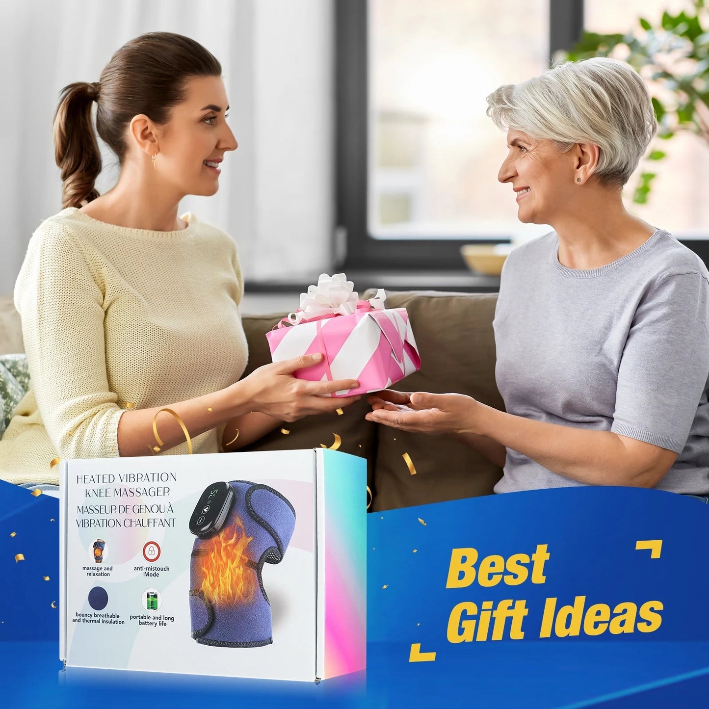 Electric Heating Knee Shoulder Massager Pad Brace LED Vibrators Orthopedics Belt 65℃ Arthritis Pain Relief Physiotherapy Charge