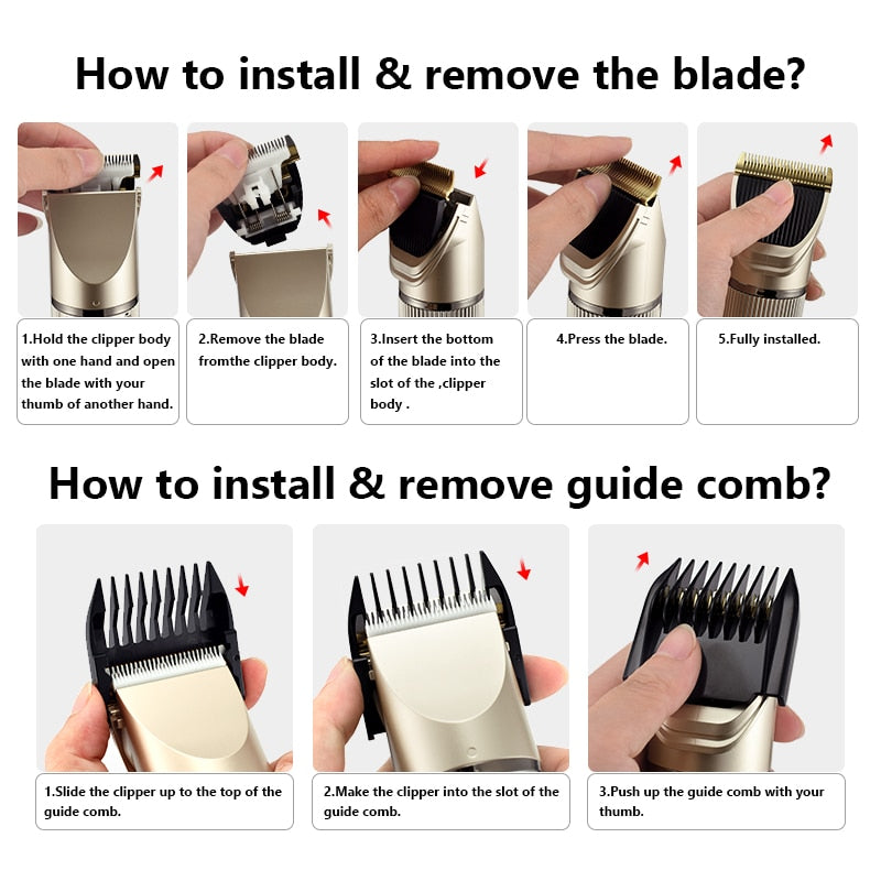 Full Body Washable Electric Hair Clipper Ceramic Professional Fine Adjustable Hair Trimmer Low Noise Hair Cutting Machine Razor