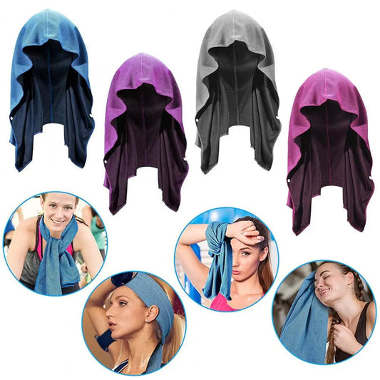 Cooling Hoodie Towel Sweat Absorption Extra Soft Sun Protection Quick Drying Sweat Towel Neck Wrap Sports Supplies