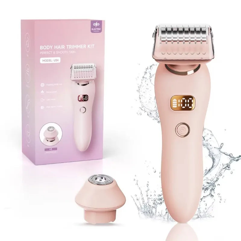 2-IN-1 Electric Shaver Razors for Women Legs Underarm Face Pubic Hairs,Wet Dry Use Rechargeable Bikini Trimmer Hair Removal