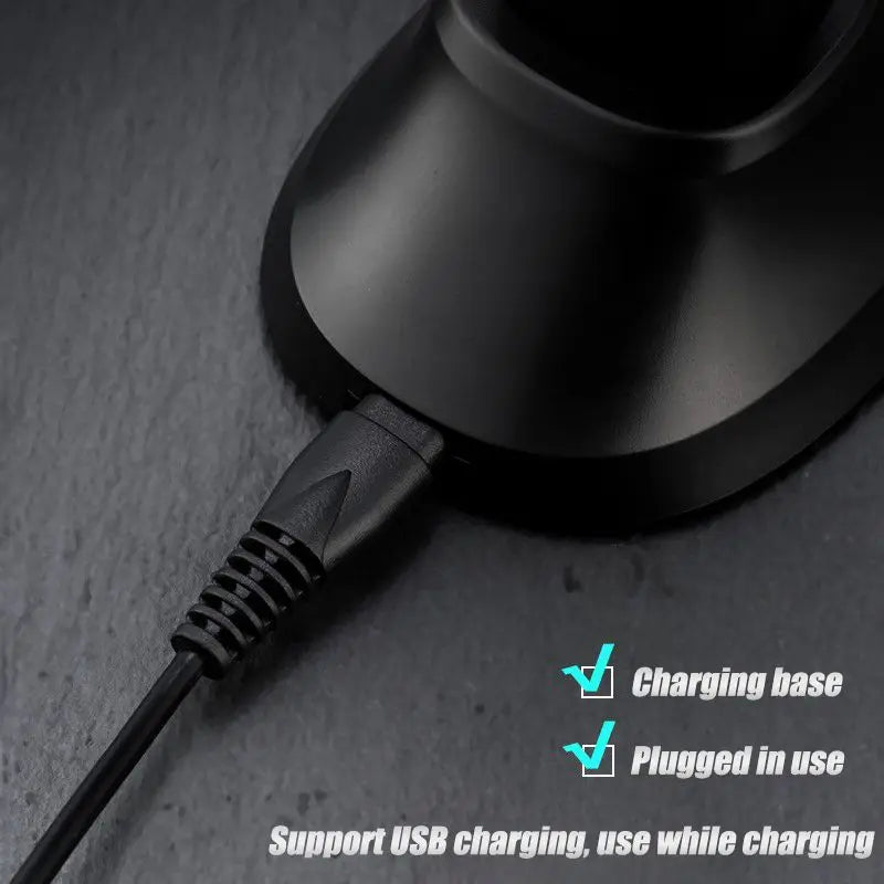 Professional Rechargeable Men's Hair Trimmer Engraved Notch Styling Barbershop IPX5 Waterproof Clipper with Charging Base