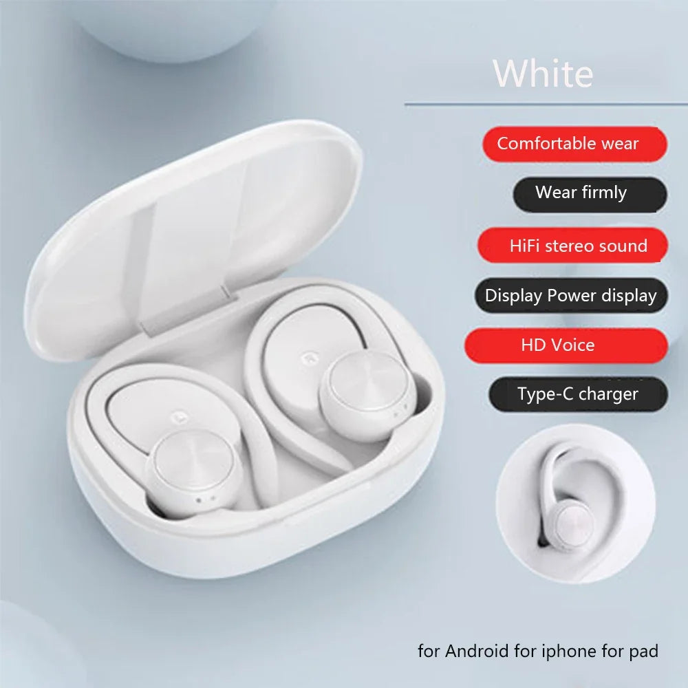 TWS Bluetooth 5.0 Headphones Wireless Stereo Earphones Sports Wireless Earbuds Ear Hook Waterproof Headset with Mic