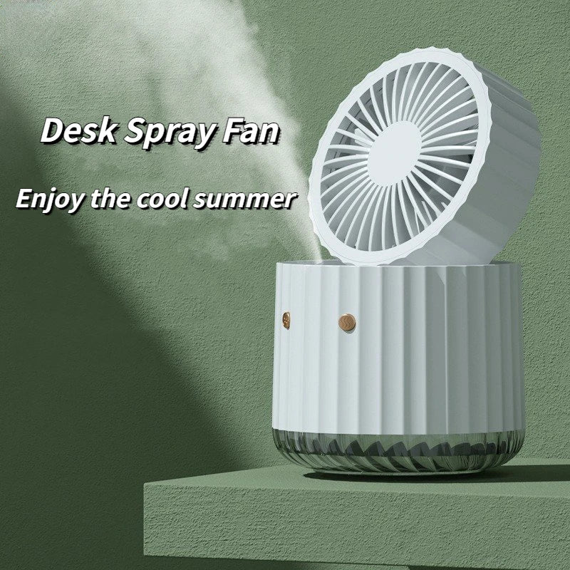 Portable Desktop Water-cooled Fan USB Rechargeable 1200mAh Mute Cooler Fans Office Home 3 Gear Speed Mini Electric Spray Fans