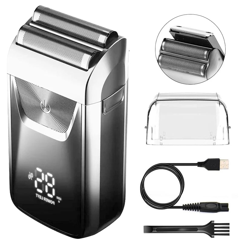 Professional Shaver Hair Cleaning Shave Shaper Foil Electric Shaving Machine Rotary Motor Electric Razor For Men Shaveable Head