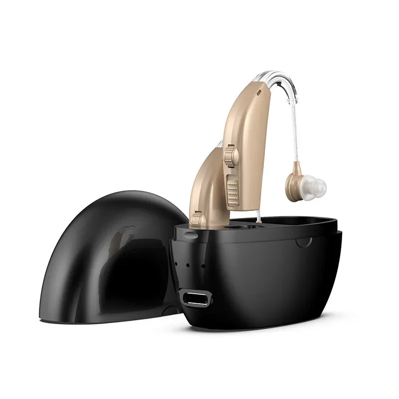 Portable Rechargeable Hearing Aid Sound Amplifier Charging Elderly Ear Hearing Aid for the Deaf Hearing Impaired