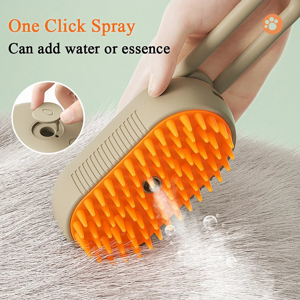 Steamy Cat Brush 3 in 1 Electric Anti-splashing Cat Brush with Steam Spray for Massage Pet Grooming Comb Hair Removal Combs
