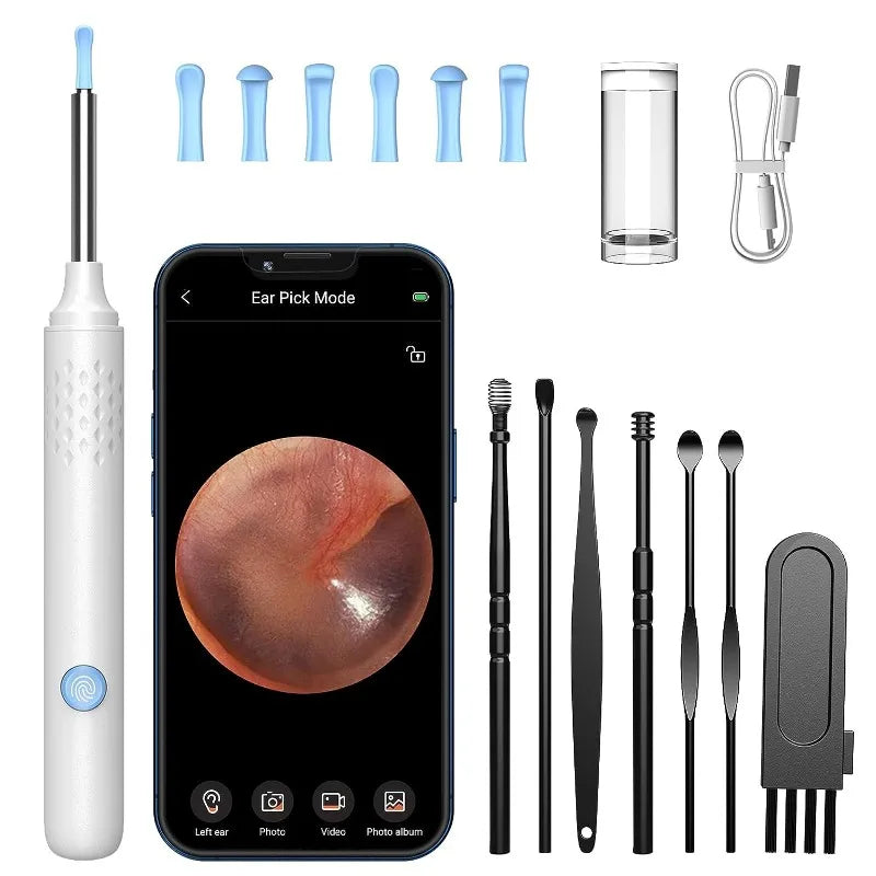 WIFI Camera Earwax Remover N30 Pro with 6 LEDs 1080P High-definition Headphones IP67 Waterproof Headphones for IOS and Android