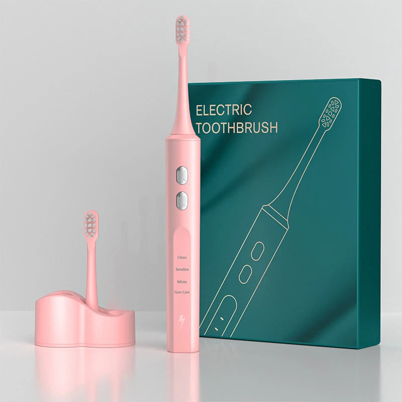 Electric Sonic Toothbrush Inductive Charging for Adults 4-gear Mode Ultrasonic Electronic Tooth Brushes 2 Replace Head Gift IPX7