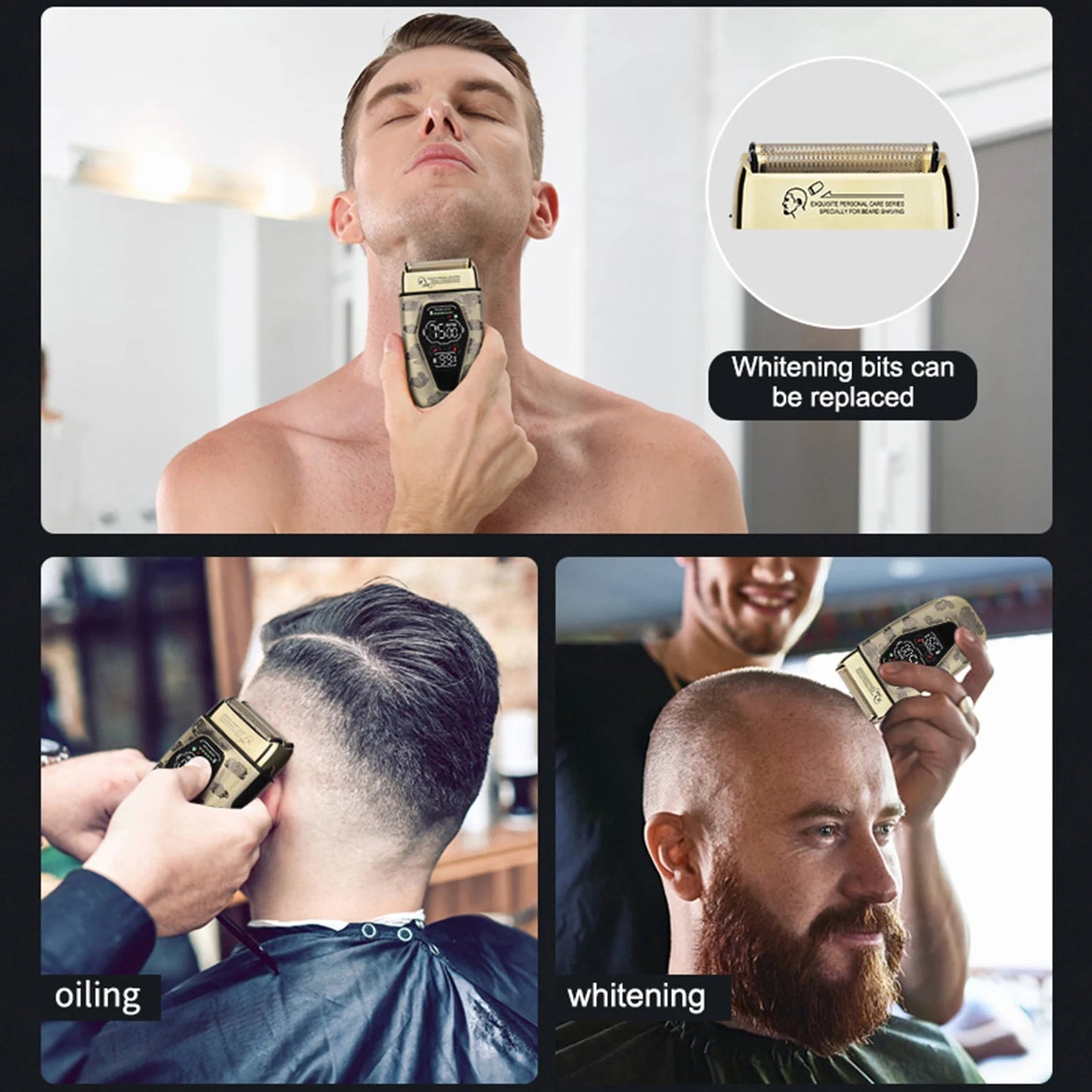 Men Razor Bald Head Hairdresser Digital Display Electric Reciprocating Razor Three speeds Metal LCD Power Display Shaving Device