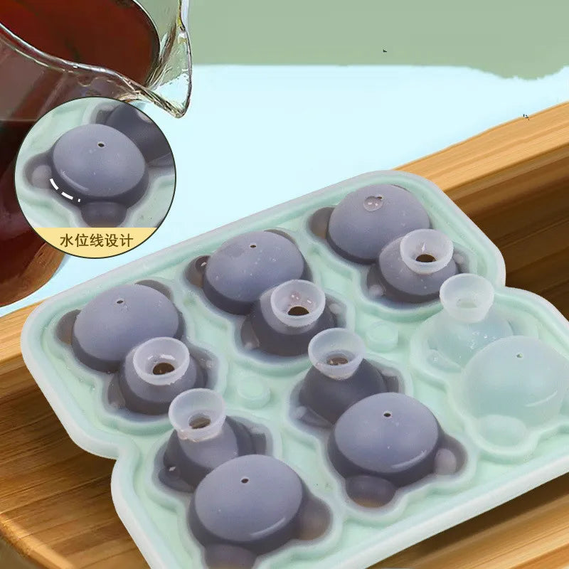 6 Grid Cute Teddy Bear Ice Cube Making Mold Splash-proof and Easy To Fall Off Cute Bear Ice Cube Tray