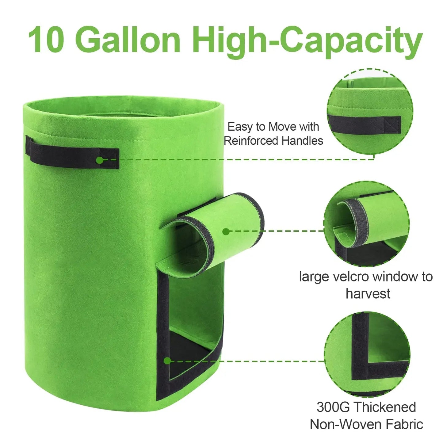 3PCS Felt Plant Grow Bags Nonwoven Fabric Garden Potato Pot Greenhouse Vegetable Growing Bags Moisturizing Vertical Tools