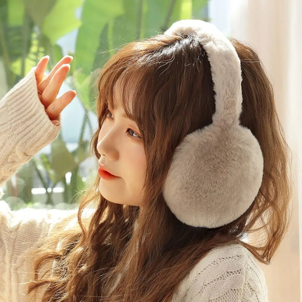Soft Plush Ear Warmer Winter Warm Earmuffs Solid Color  Ear Cover Outdoor Cold Protection Ear-Muffs Folding Earflap Fashion