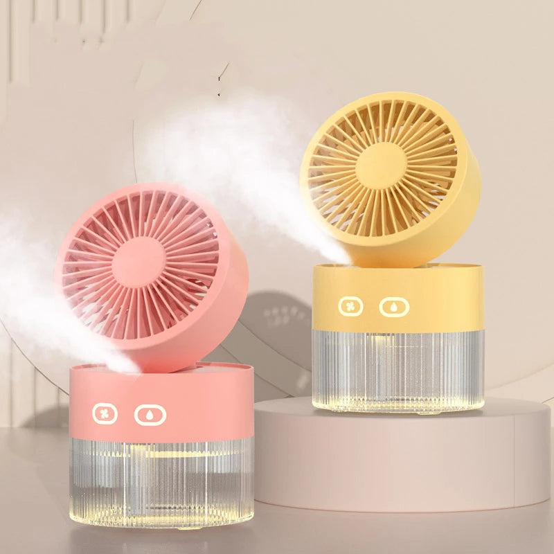 Spray Cooling Fan USB Mini Fan Desktop Turbine Foldable Cold Air Humidification Spray Fan Multifunctional Night Light