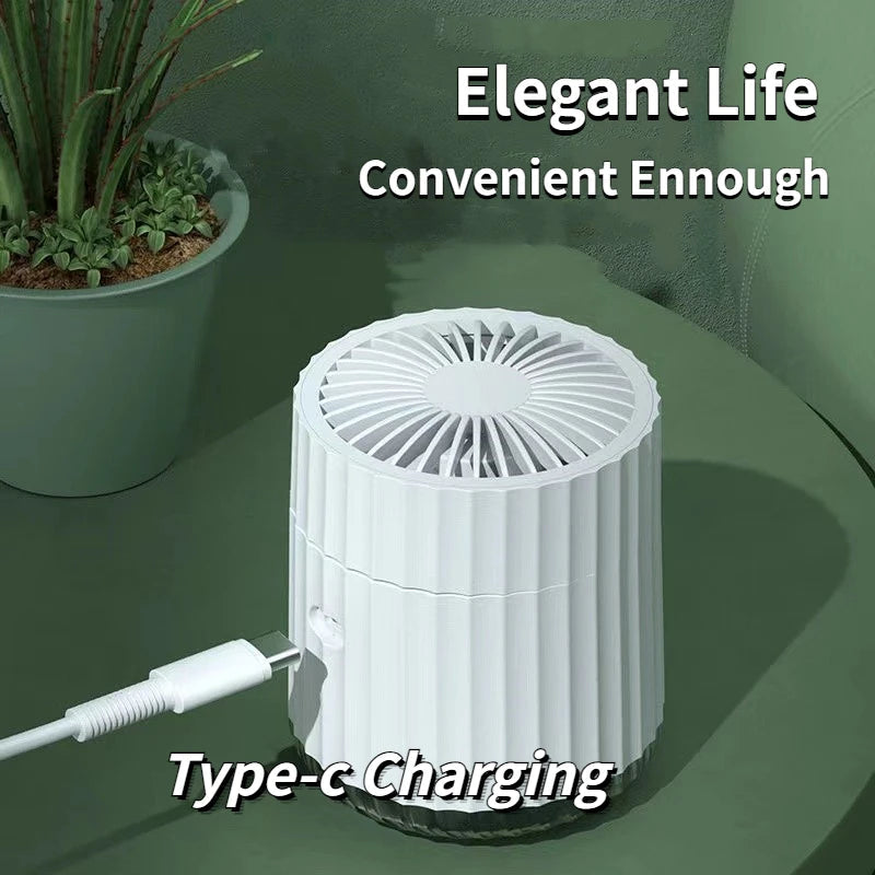 Portable Desktop Water-cooled Fan USB Rechargeable 1200mAh Mute Cooler Fans Office Home 3 Gear Speed Mini Electric Spray Fans