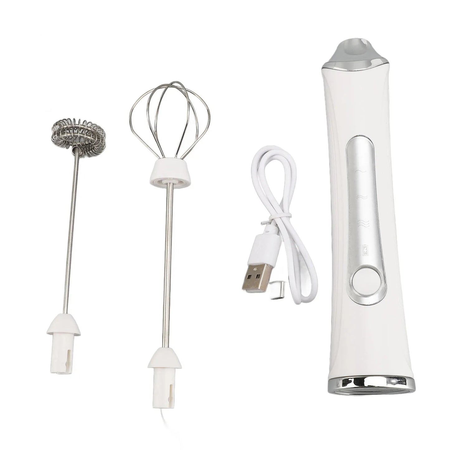 Electric Milk Frother USB Rechargeable 3 Speeds Stainless Steel Silent Portable Handheld Milk Foam Maker for Coffee Egg Beverage