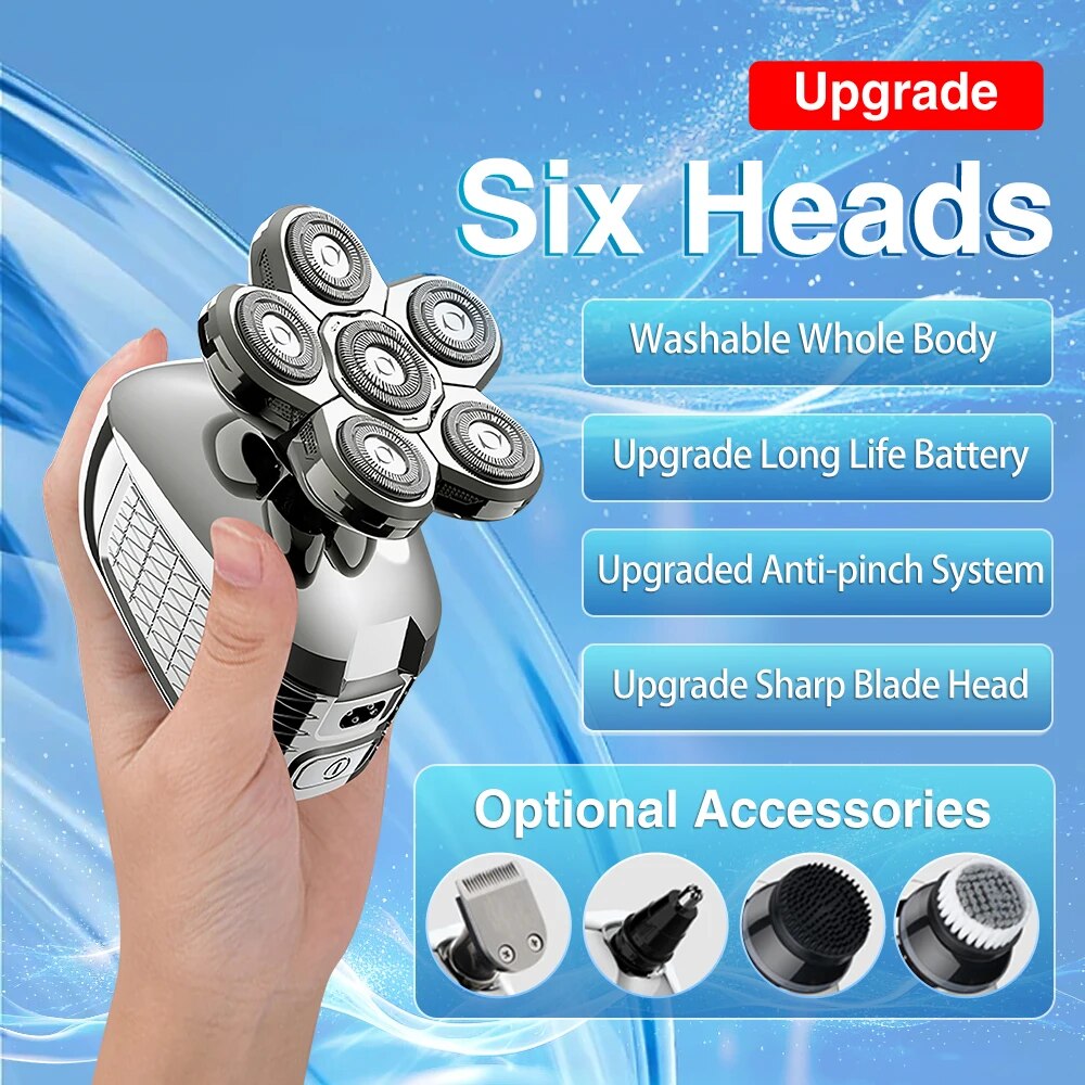Electric Shaver 6D Floating Cutter Head Base Charging Portable Men Beard Trimmer Clipper Skull Shaver Waterproof Shaving