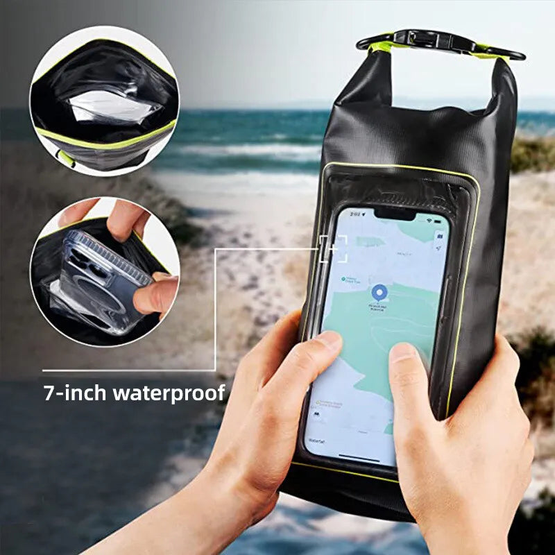 2L Swimming Dry Bag Touch Screen Outdoor Waterproof Shoulder Kayak Trekking Beach Drifting PVC Pack Rafting Surfing Boating Bag